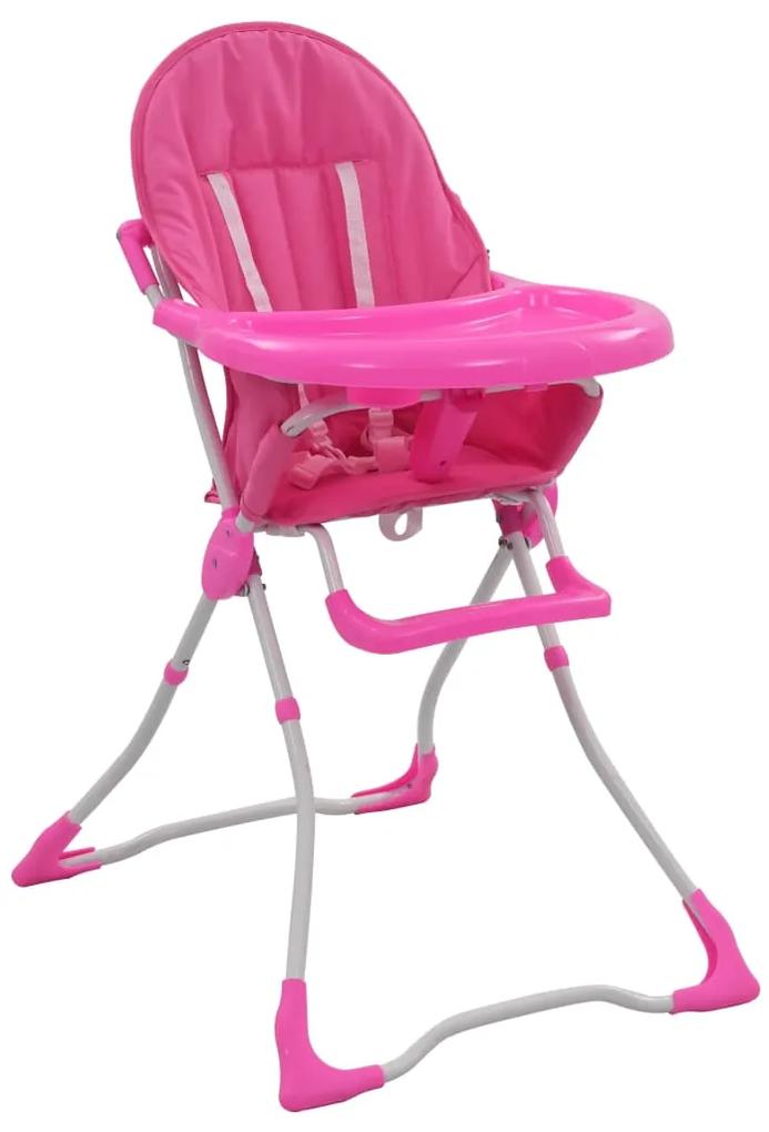 10183 vidaXL Cadeira de refeição para bebé rosa e branco