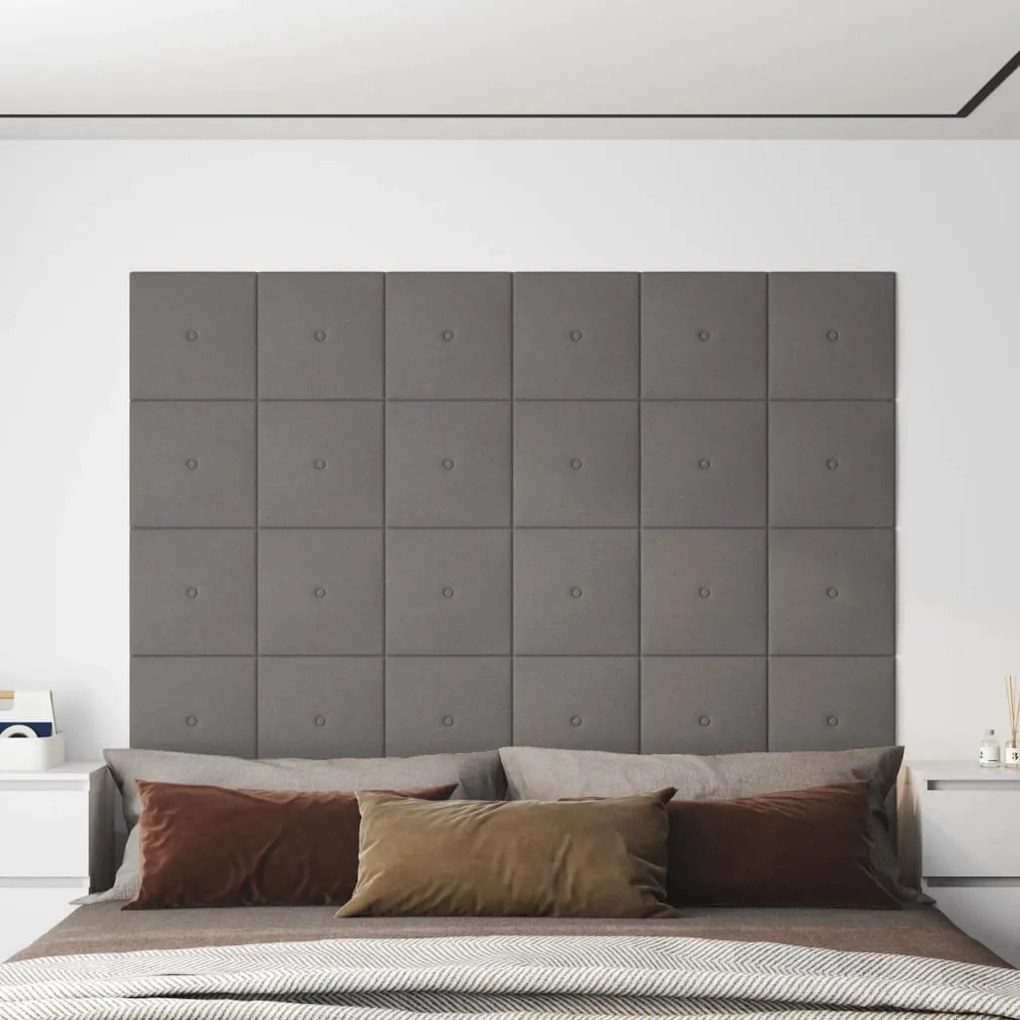 vidaXL Painel de parede 12 pcs 30x30 cm tecido 1,08 m² cor cinza-claro