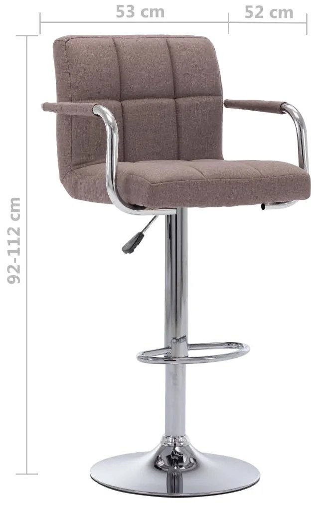 Cadeiras de bar 2 pcs tecido cinzento-acastanhado