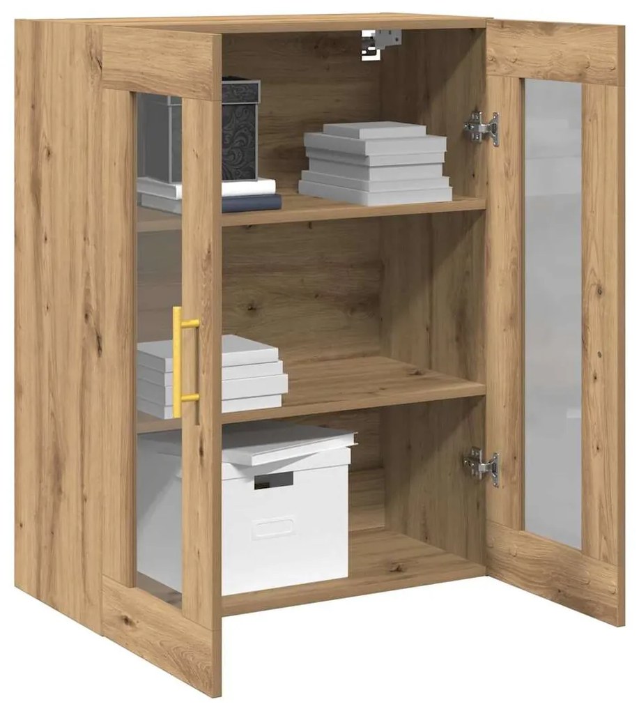 Armário de Parede vidaXL com Portas de Vidro Carvalho Artesão 69,5x34x