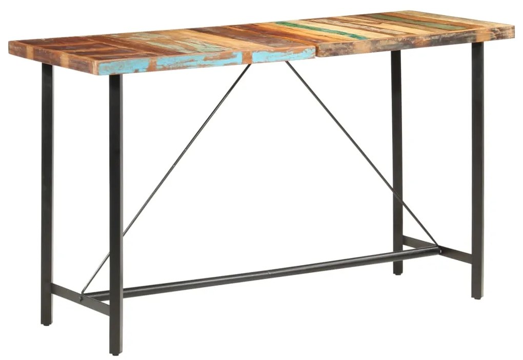 Mesa de bar 180x70x107 cm madeira recuperada maciça