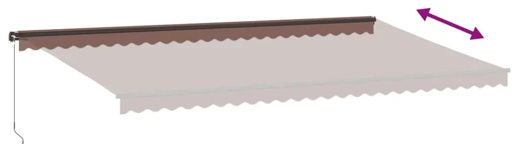 Toldo retrátil manual com luzes LED 600x350 cm castanho