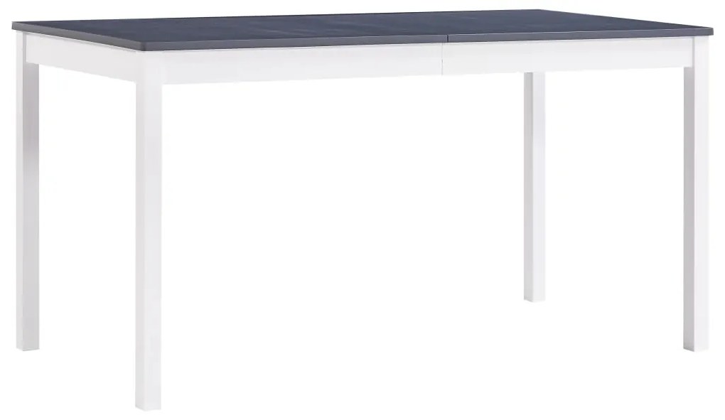 283400 vidaXL Mesa de jantar 140x70x73 cm madeira de pinho branco e cinzento