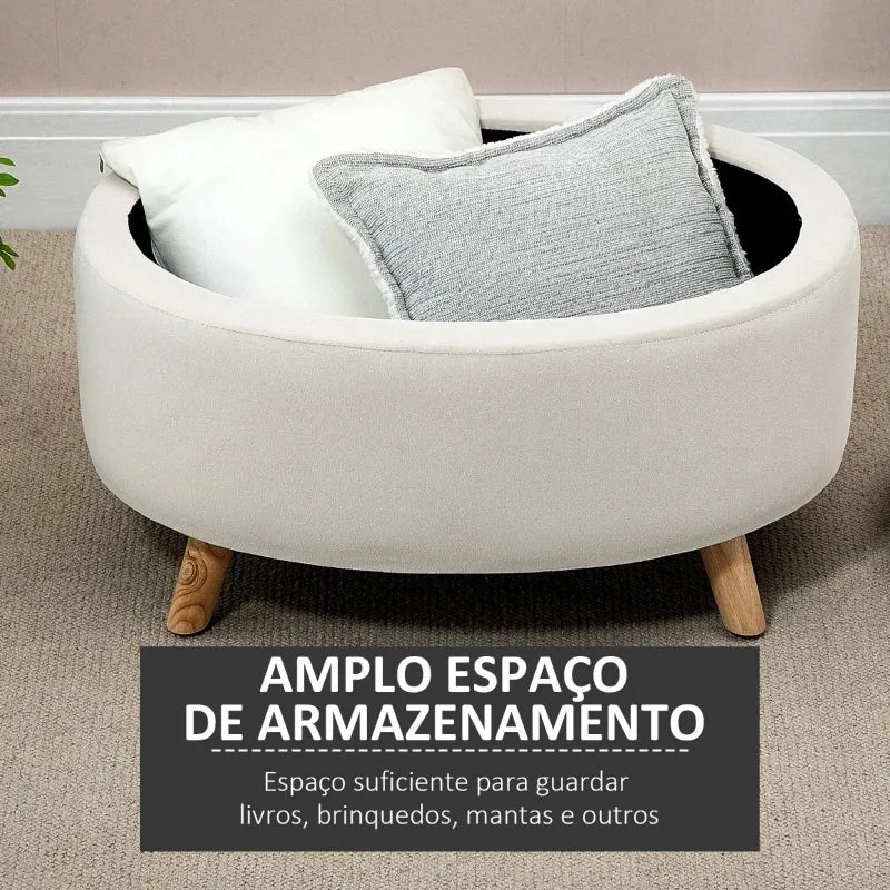 Banco Otomano com Arrumação/Baú– Julici – 71x51,5x42 cm – Bege