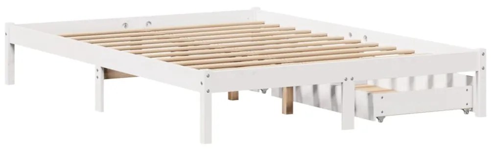 Cama sem colchão 140x190 cm madeira de pinho maciça branco