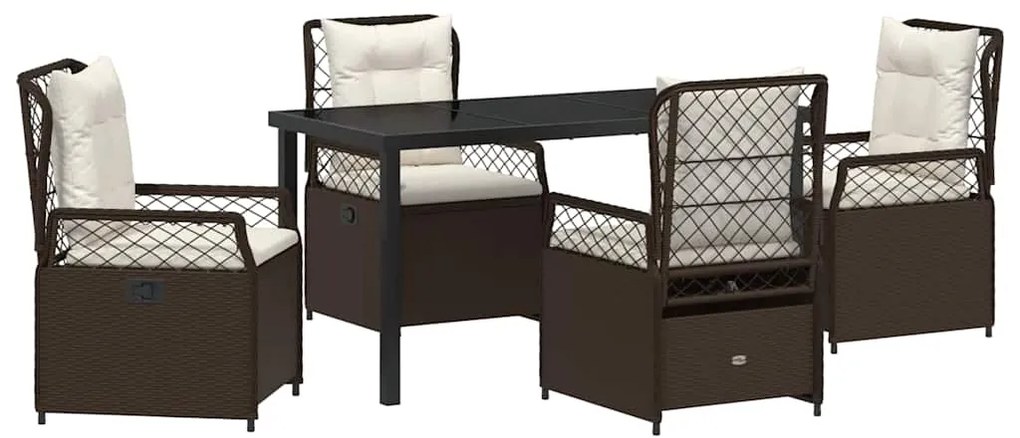 Conjunto de Jantar de Jardim 5 Peças em Rattan Sintético Castanho