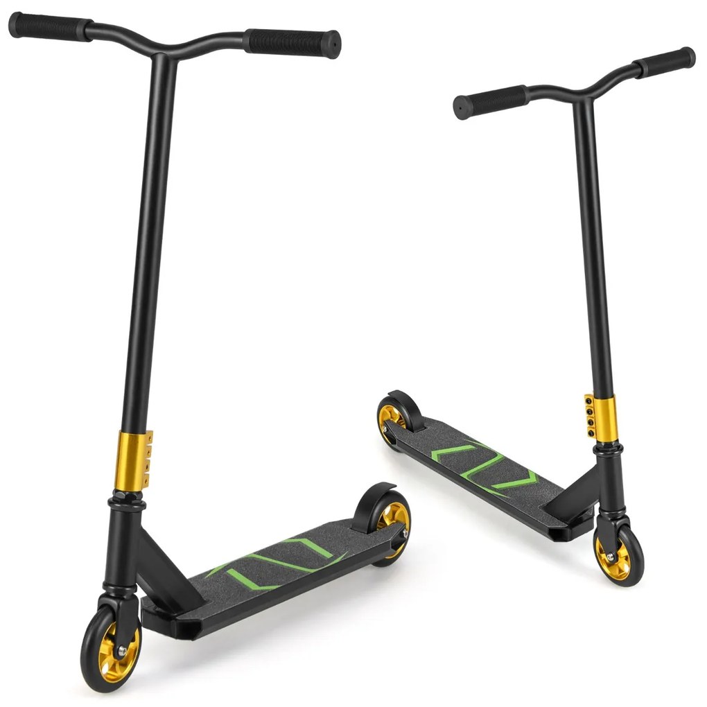 Trotinete de acrobacias para crianças com mais de 10 anos Trotinete profissional com 2 rodas e plataforma de alumínio Carga 100kg Preta