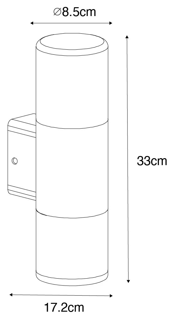 Candeeiro de parede moderno para exterior preto 2 luzes IP44 - Odense Moderno