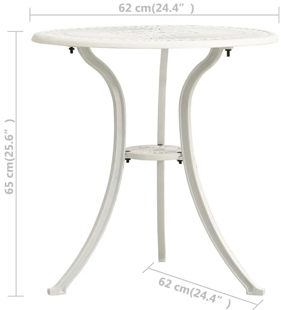 3 pcs conjunto de bistrô alumínio fundido branco
