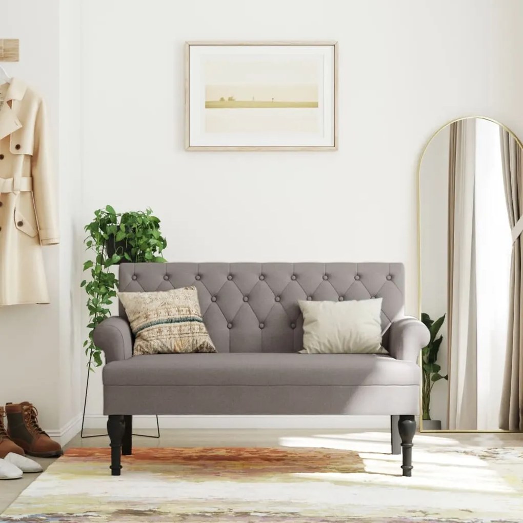 vidaXL Banco com encosto 120x62x75,5 cm tecido cinza-acastanhado