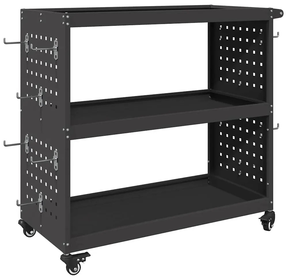 Carro de Ferramentas com prateleira com roda Preto 75 x 35 x 73 cm Met