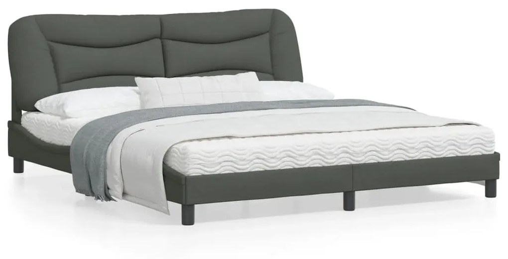 vidaXL Estrutura de cama sem colchão 180x200 cm tecido cinzento-escuro