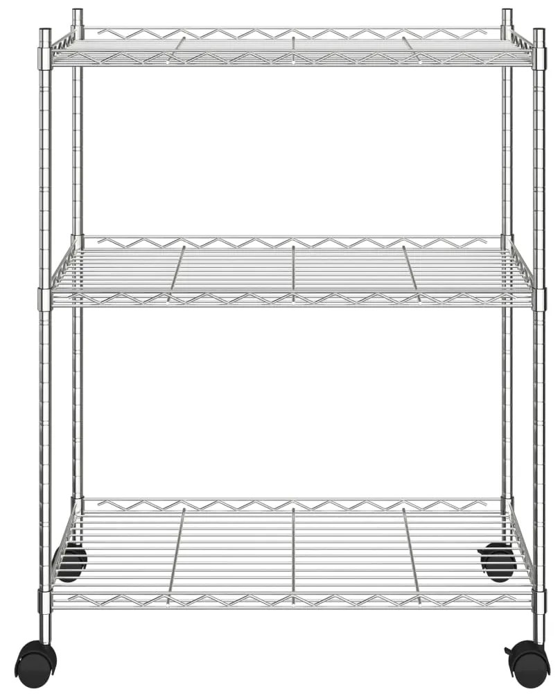Unidade de 3 prateleiras com rodas 60x35x81 cm 150 Kg cromado