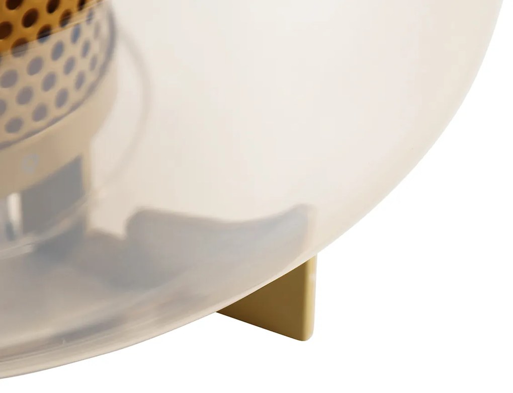 Candeeiro de mesa Art Deco dourado com vidro âmbar 30 cm - Kevin Art Deco