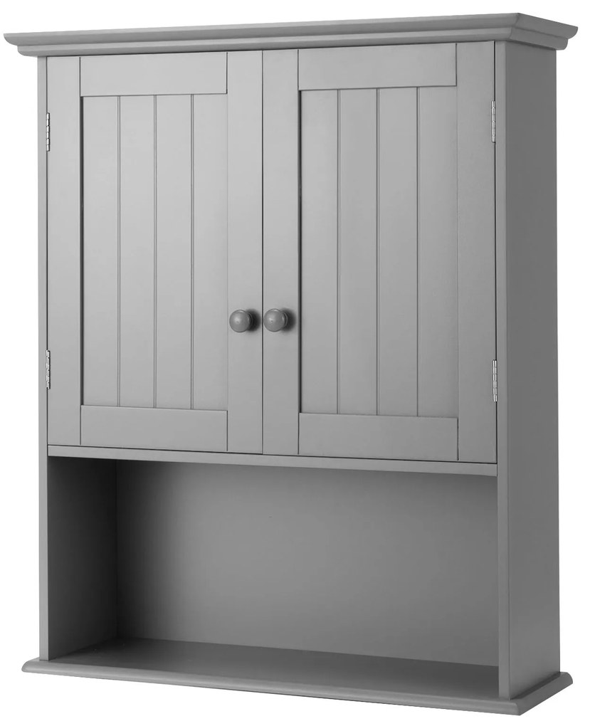 Armário de parede para casa de banho com prateleira interna regulável em altura 60 x 20 x 70,5 cm Cinzento