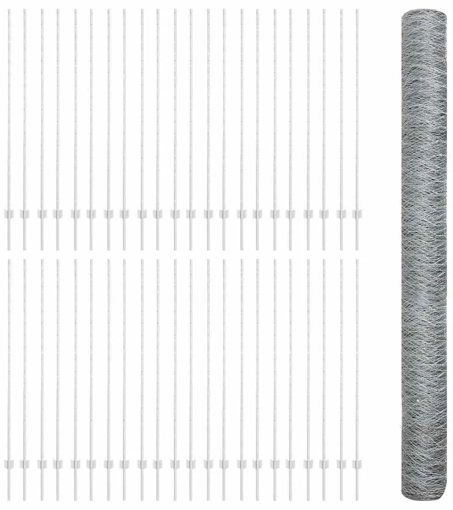 Postes de Cerca 22 pcs U-Channel 150 cm Aço Galvanizado