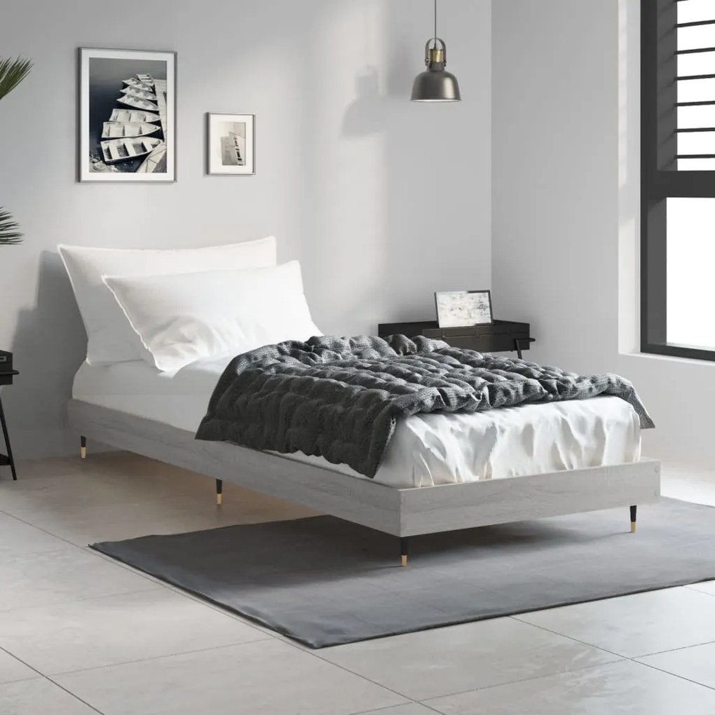 Estrutura cama 75x190 cm derivados de madeira cinzento sonoma