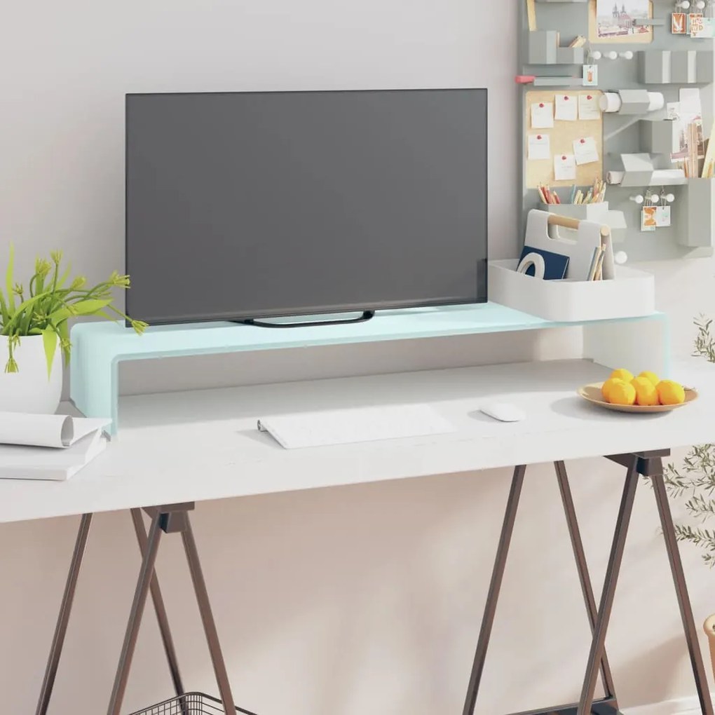 Suporte de TV/monitores em vidro 100x30x13 cm branco
