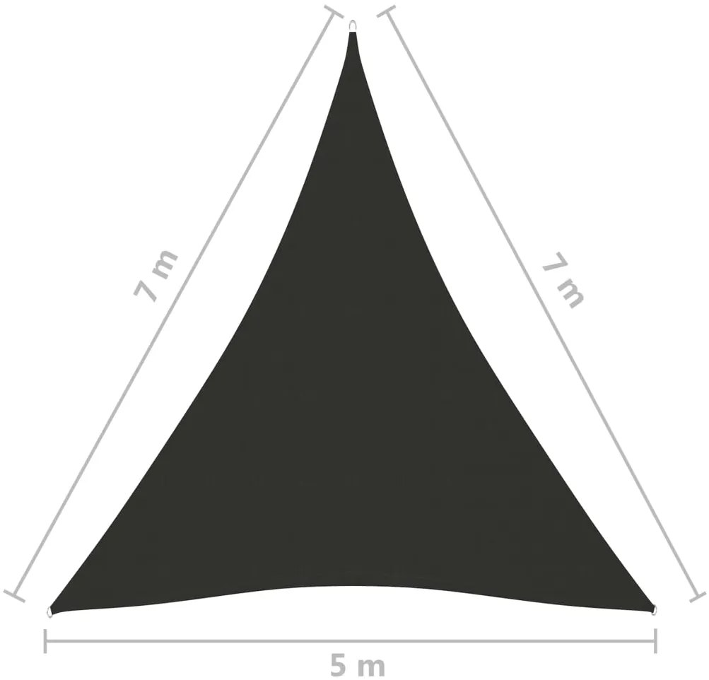 Para-sol estilo vela tecido oxford triangular 5x7x7 m antracite