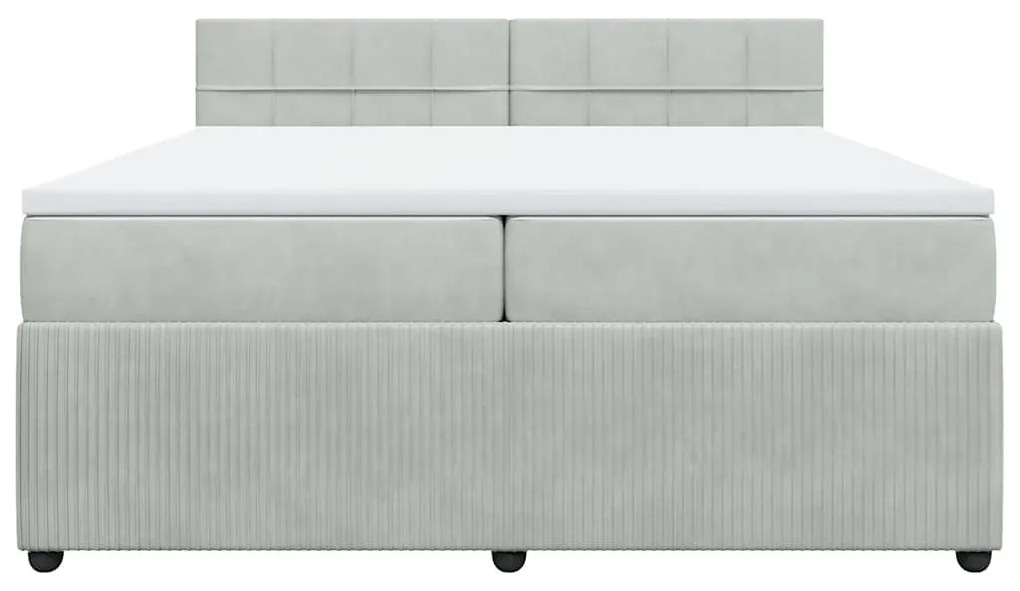 Cama com molas/colchão 200x200 cm veludo cinzento-claro