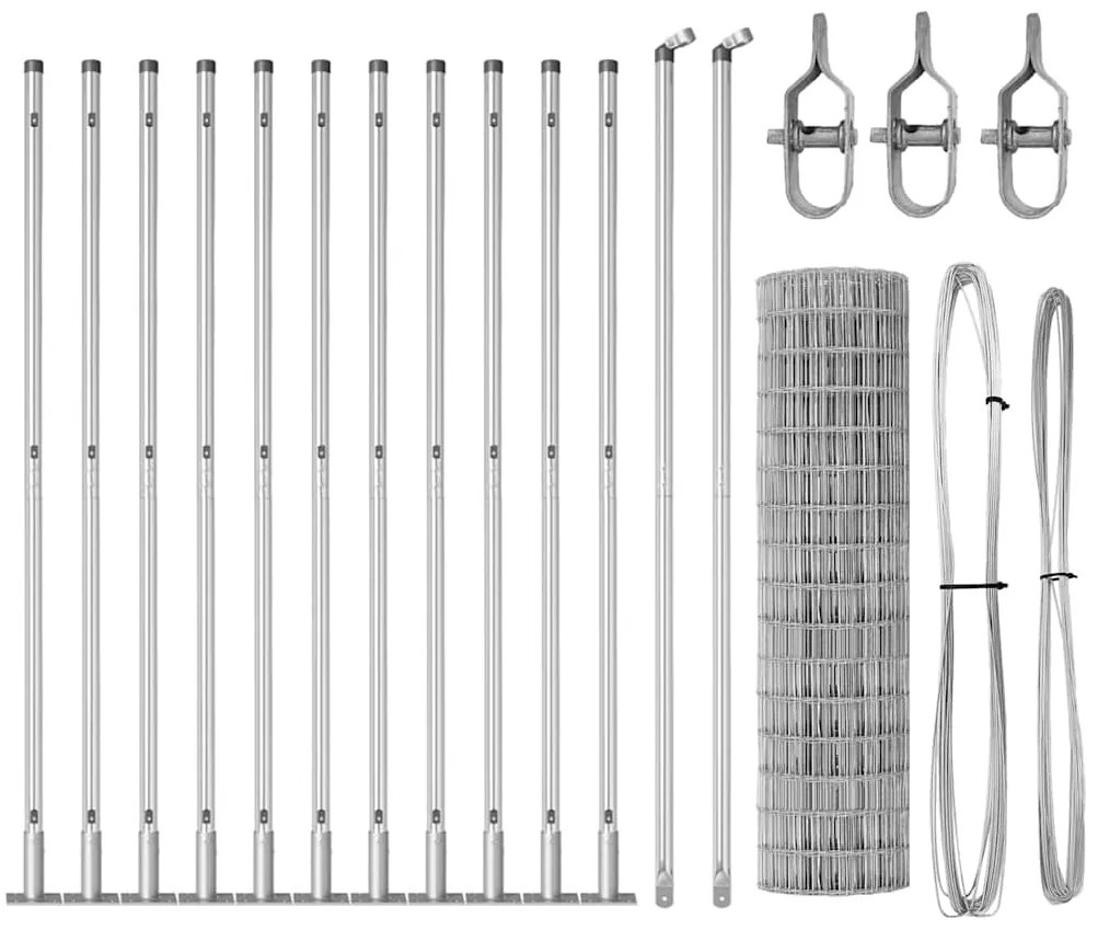 <strong>Cerca Euro </strong> com 13 postes flangeados, 1 x 25m em aço