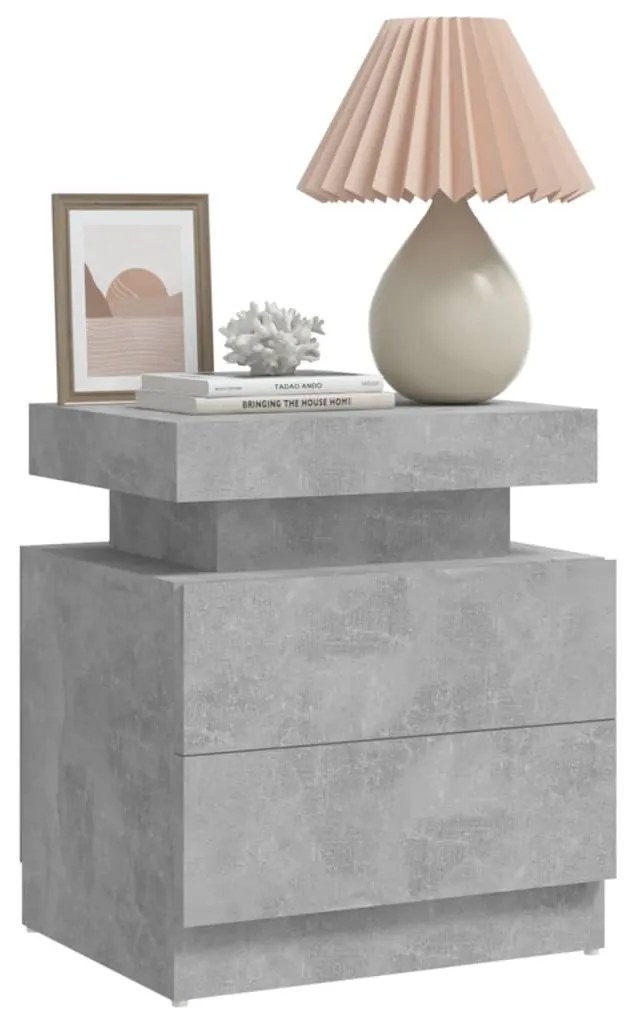 Mesa de cabeceira 45x35x52cm derivados madeira cinzento cimento