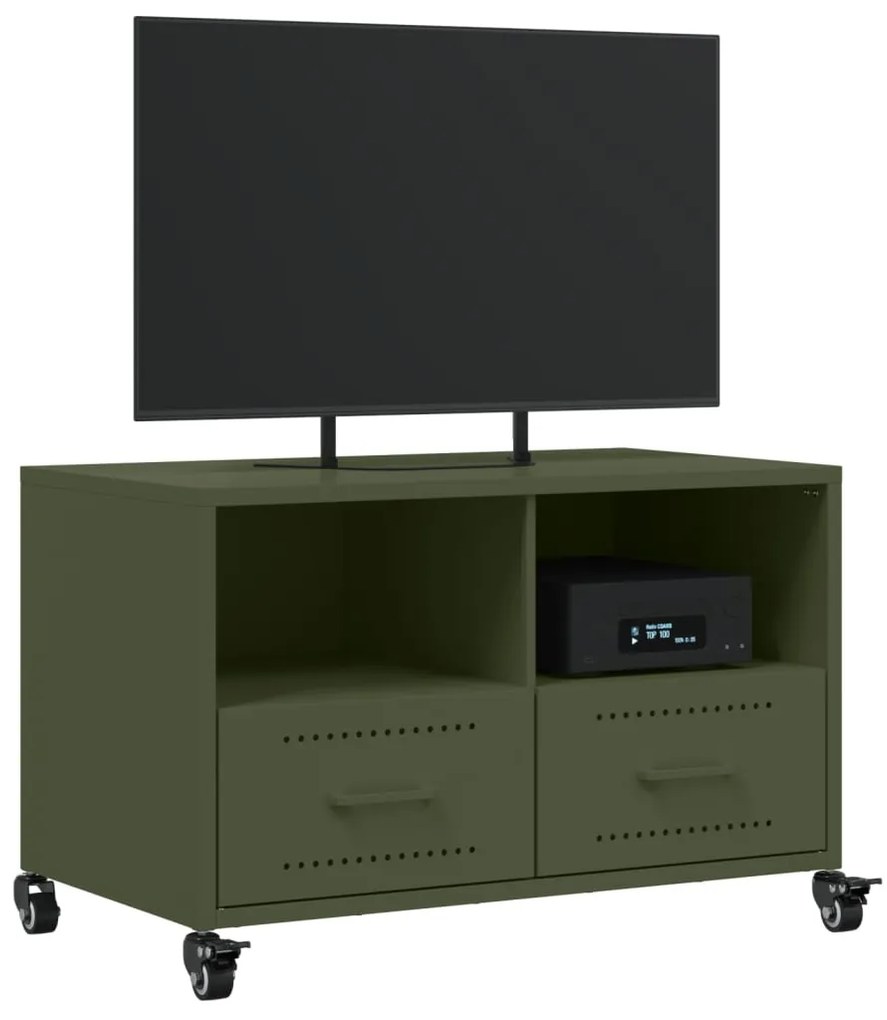 Móvel de TV 68x39x43,5 cm aço verde azeitona