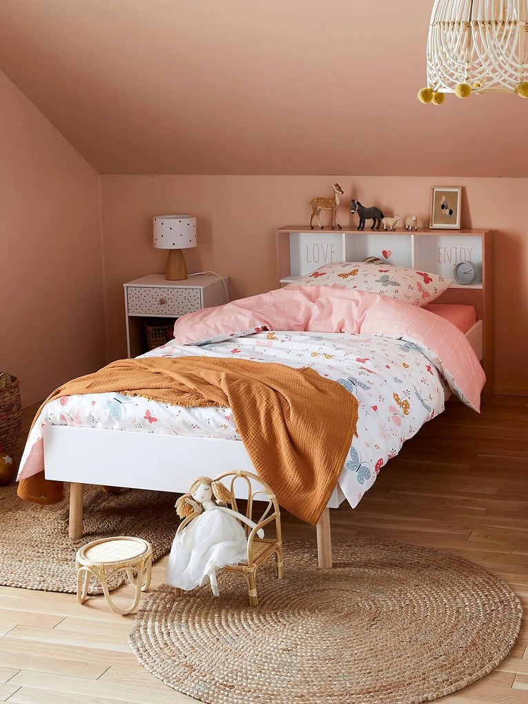 Cama com arrumações para criança, Léa branco claro liso