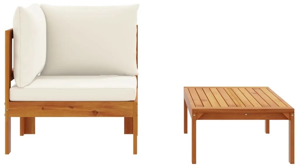 2 pcs conjunto de sofás de jardim c/ almofadões acácia maciça