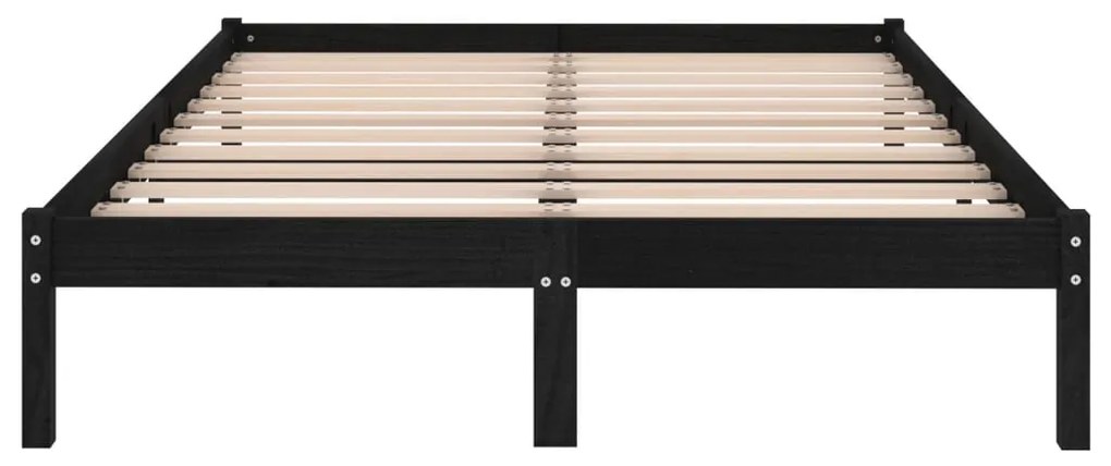 Estrutura cama pequena casal 120x190 cm pinho maciço preto