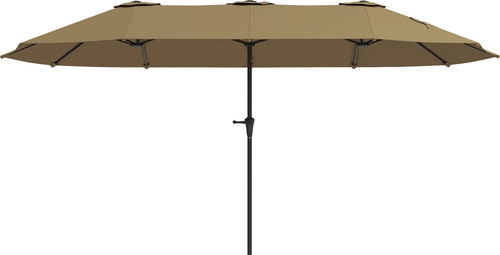 Outsunny Chapéu de Sol Duplo 4x2,2 m Chapéu de Sol para Terraço Exterior com Manivela Manual Impermeável e Proteção UV30+ Castanho | Aosom Portugal