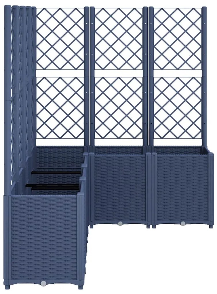 Vaso/floreira de jardim c/ treliça 160x120x140 cm PP cinzento azul
