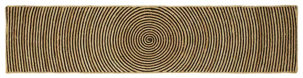 vidaXL Tapete Natural e Preto 60 x 250 cm Juta