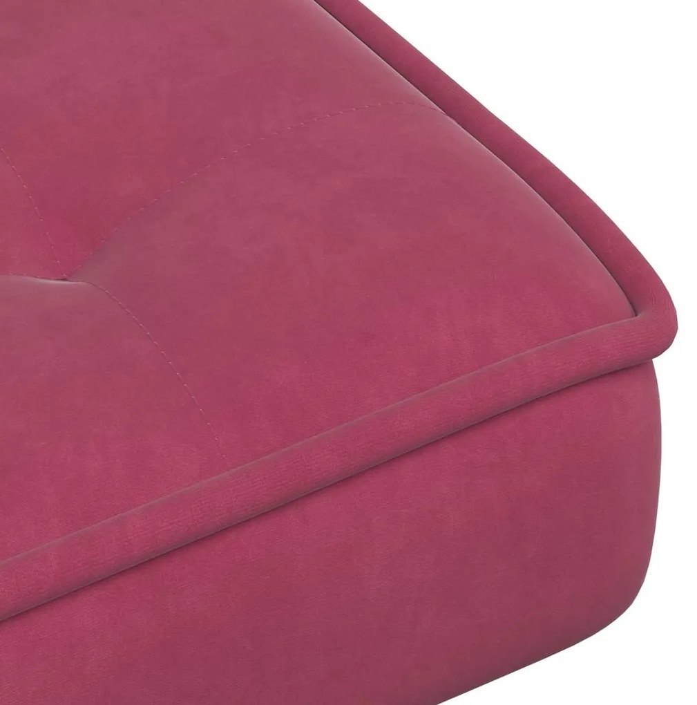 Cadeira de descanso com banco veludo vermelho tinto