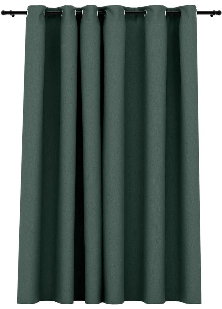 Cortina opaca aspeto de linho com ilhós 290x245 cm verde