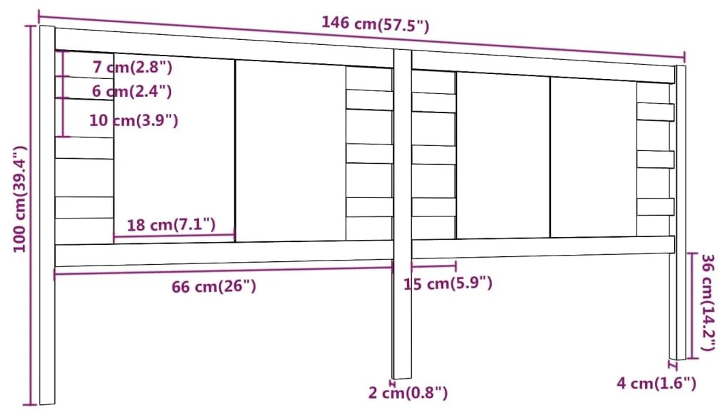 Cabeceira de cama 146x4x100 cm pinho maciço cinzento