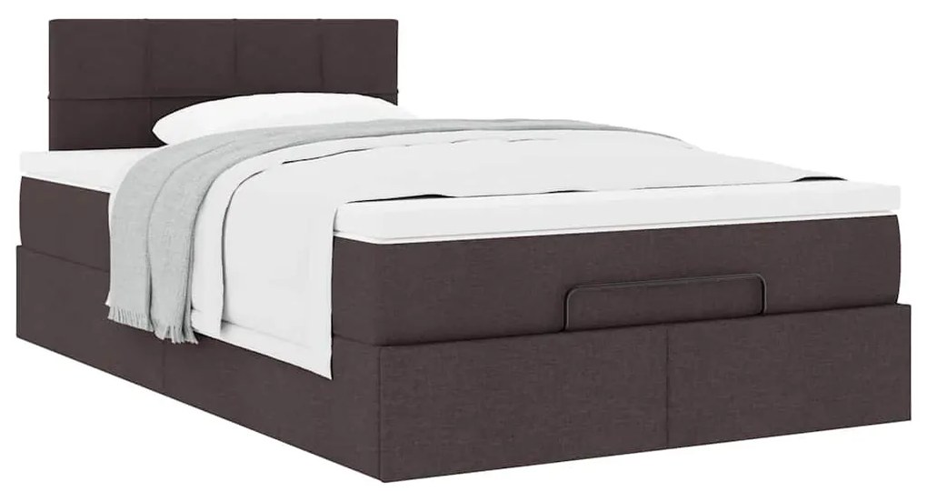 Cama otomana com colchão 120x200 cm tecido castanho escuro