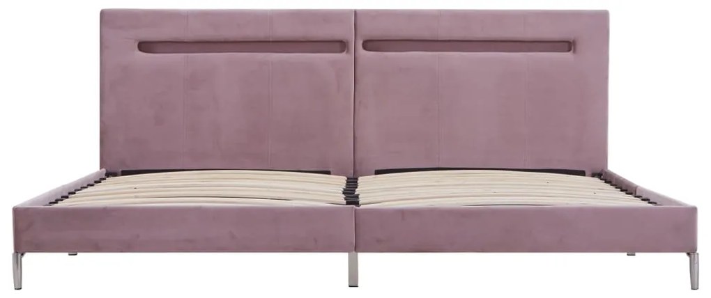 Estrutura de cama com LED 180x200 cm tecido cor-de-rosa