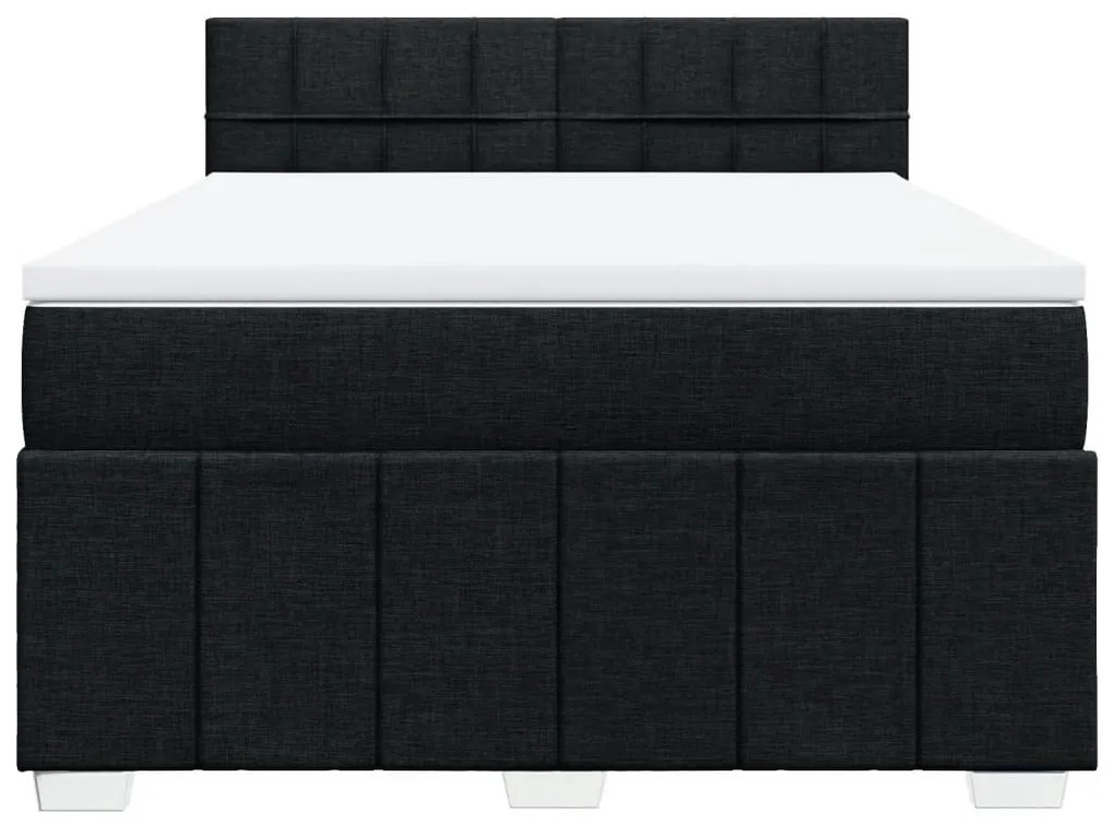 Cama com molas/colchão 160x200 cm tecido preto