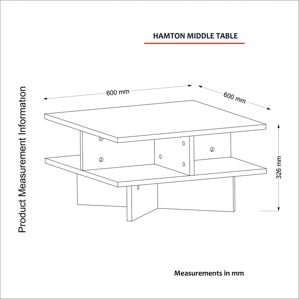 Mesa de Centro Hamton – Nogueira e Branco (60 x 31,2 x 60 cm) | Estilo