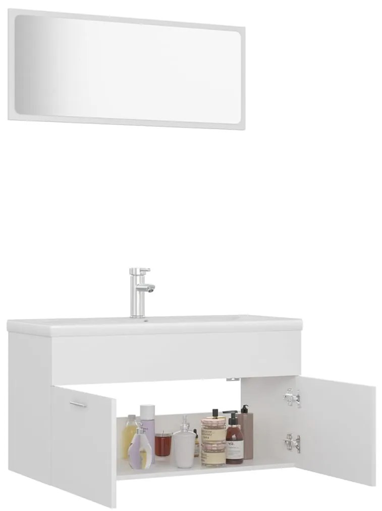 Conjunto de móveis de casa de banho derivados de madeira branco