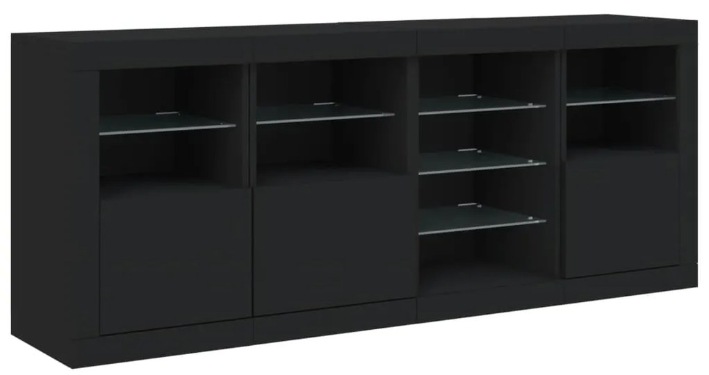 Aparador com luzes LED 164x37x67 cm preto