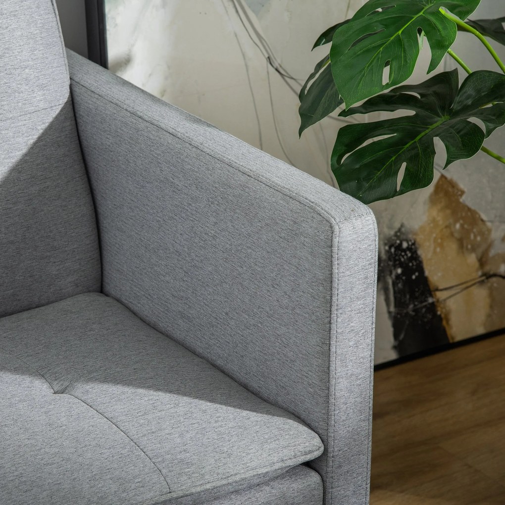 Sofá Cama de 3 Lugares Estofado em Tecido com Encosto Ajustável em 3 Posições e Pés de Madeira Sofá Moderno para Sala de Estar Escritório 198x81x81cm
