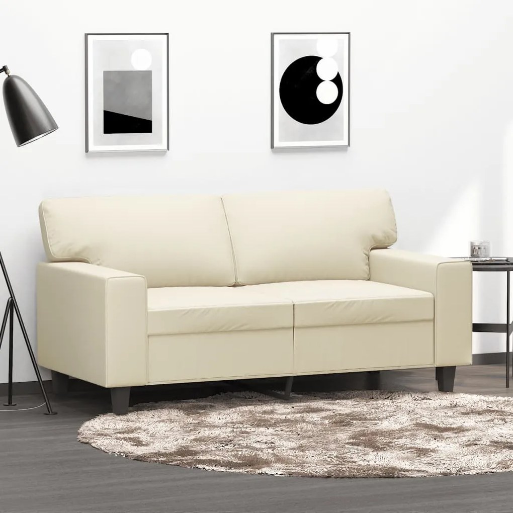 vidaXL Sofá de 2 lugares 120 cm couro artificial cor creme
