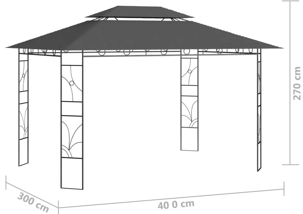 Gazebo 4x3x2,7 m 160 g/m² antracite