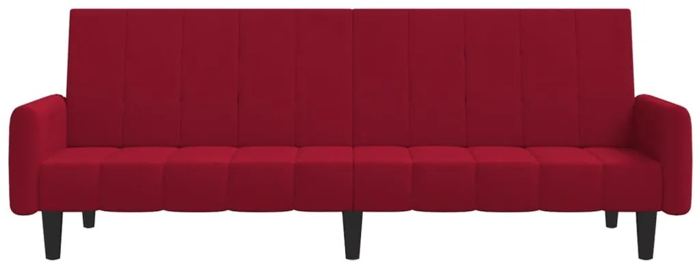 Sofá-cama de 2 lugares veludo vermelho tinto