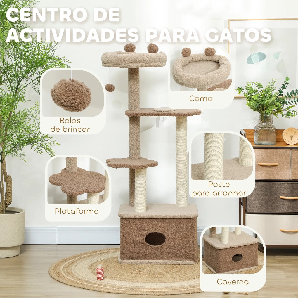 PawHut Arranhador para Gatos Altura 133 cm Arranhador para Gatos com C