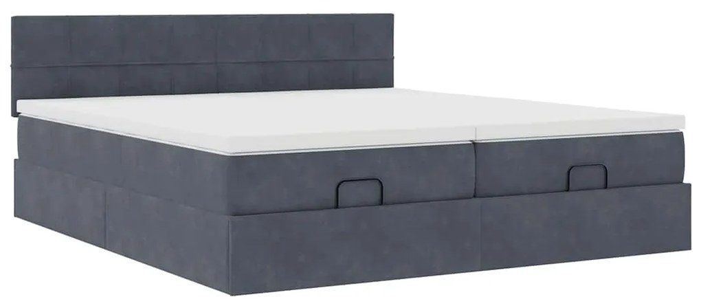 Estrutura cama otomana colchões 180x200 cm cinzento escuro