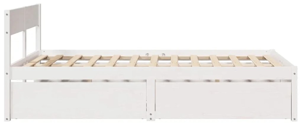 Cama sem colchão 140x190 cm madeira de pinho maciça branco