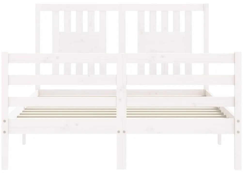 Estrutura de cama de casal c/ cabeceira madeira maciça branco